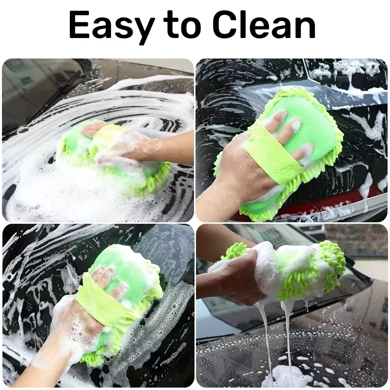 Premium Microfiber Car Wash Kit — Sponge, Detailing Brush, Washing Gloves & Towel Stylotime
