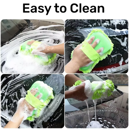Premium Microfiber Car Wash Kit — Sponge, Detailing Brush, Washing Gloves & Towel Stylotime