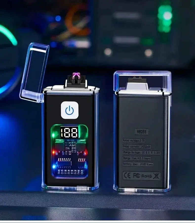 Stylish USB Rechargeable Electric Lighter Cool Windproof Dual ARC Plasma Lighters for Men Outdoor Camping Gadgets Fire Starter stylotime.com