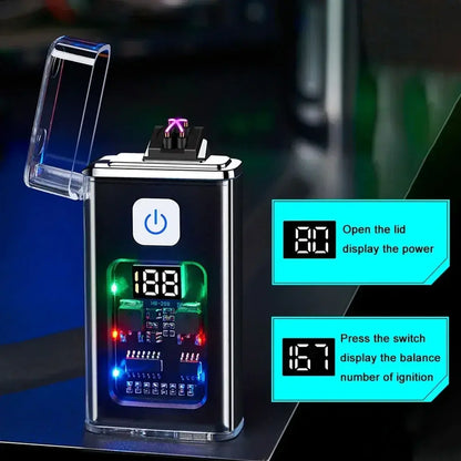 Stylish USB Rechargeable Electric Lighter Cool Windproof Dual ARC Plasma Lighters for Men Outdoor Camping Gadgets Fire Starter stylotime.com