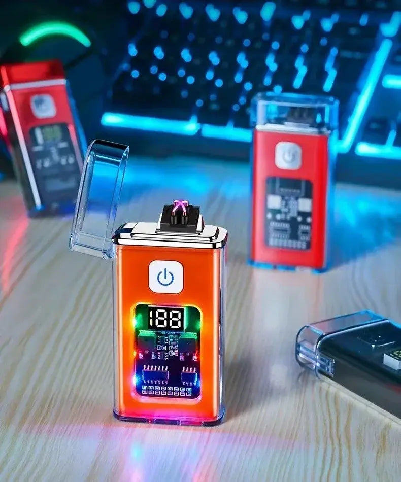 Stylish USB Rechargeable Electric Lighter Cool Windproof Dual ARC Plasma Lighters for Men Outdoor Camping Gadgets Fire Starter stylotime.com