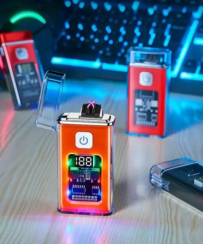 Stylish USB Rechargeable Electric Lighter Cool Windproof Dual ARC Plasma Lighters for Men Outdoor Camping Gadgets Fire Starter stylotime.com