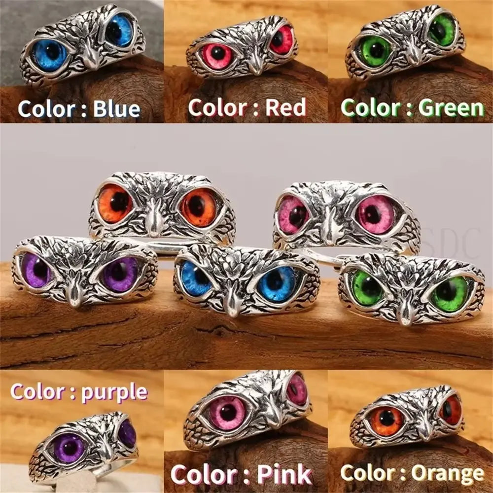 Rare Vintage Owl Carved Tibet Silver Ring for Men Cute Animals Youth Gothic Adjustable Fashion Women Jewelry Accessories Gifts stylotime.com