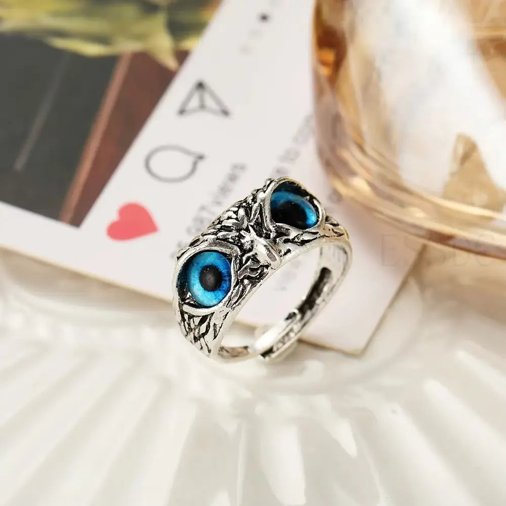 Rare Vintage Owl Carved Tibet Silver Ring for Men Cute Animals Youth Gothic Adjustable Fashion Women Jewelry Accessories Gifts stylotime.com