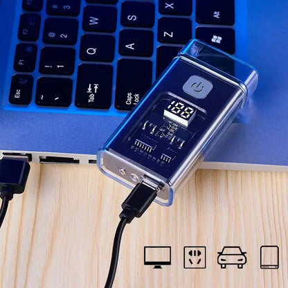 Stylish USB Rechargeable Electric Lighter Cool Windproof Dual ARC Plasma Lighters for Men Outdoor Camping Gadgets Fire Starter stylotime.com