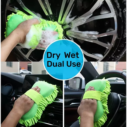 Premium Microfiber Car Wash Kit — Sponge, Detailing Brush, Washing Gloves & Towel Stylotime
