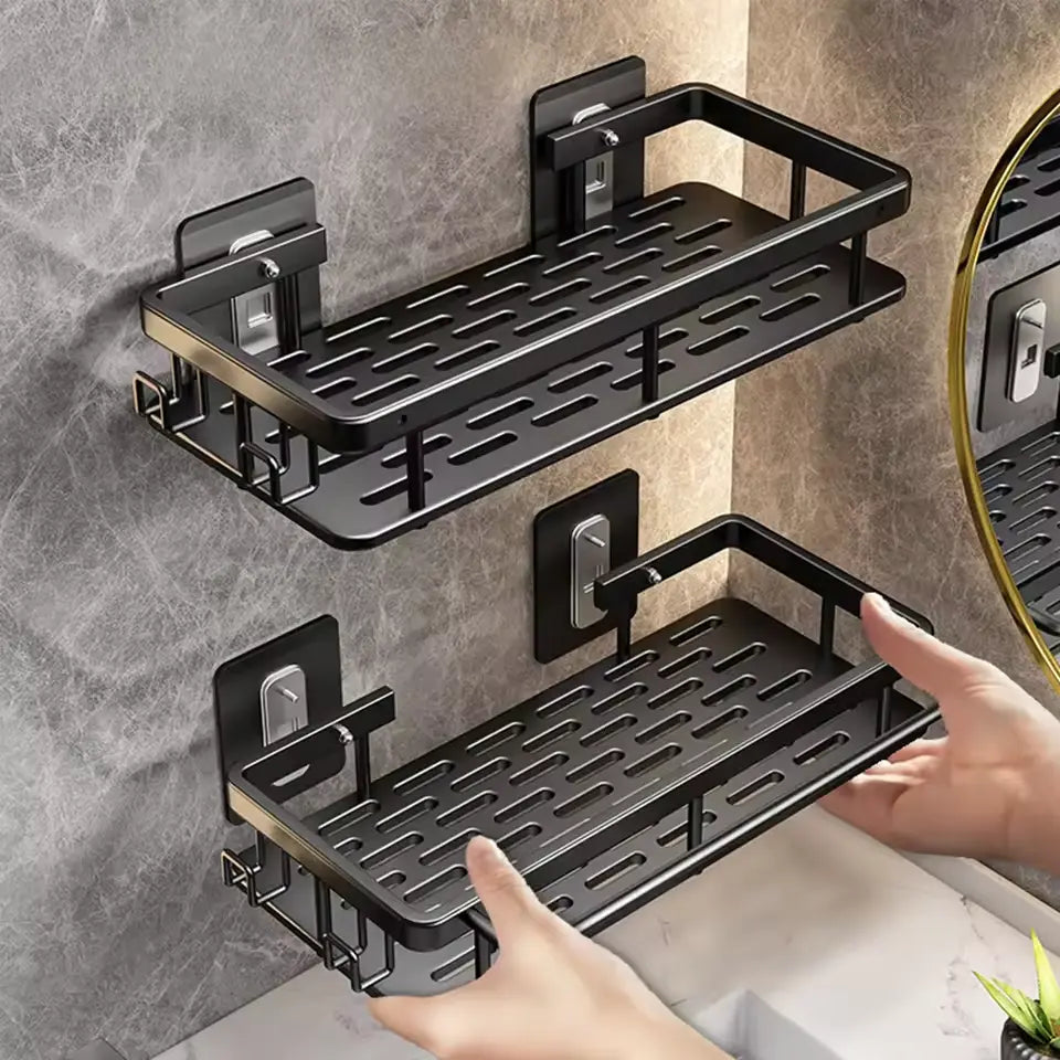 Bathroom Shelf No Drill Wall Mounted Shampoo Bottle Shower Corner Rack Toilet Storage Rack Aluminum Bathroom Kitchen Accessories stylotime.com