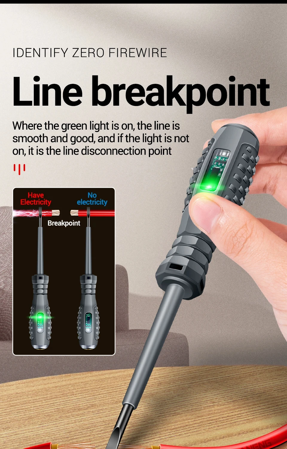 Pro Voltage Tester Screwdriver — Non-Contact AC Induction Test Pen 70-600V Stylotime
